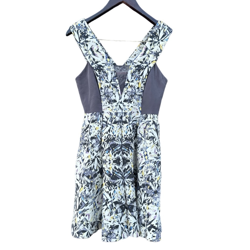Rebecca Taylor Mini Dress | Grey Panel Prism Print Silk Multicolor Women's 2